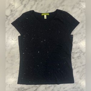 Sigrid Olsen silk jersey beaded black top - Size Small